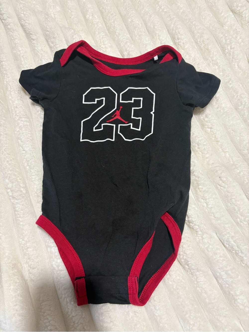 Black & Red Jordan 23 Kids One-Piece Bodysuit